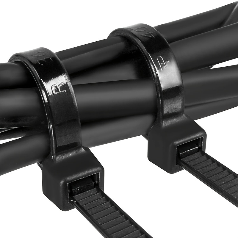 100pcs Black Cable Ties - 4 Sizes (10.16cm, 20.32cm, 30.48cm, 40.64cm) - Durable, UV-Resistant & Self-Locking for Home and Office Cord Organization