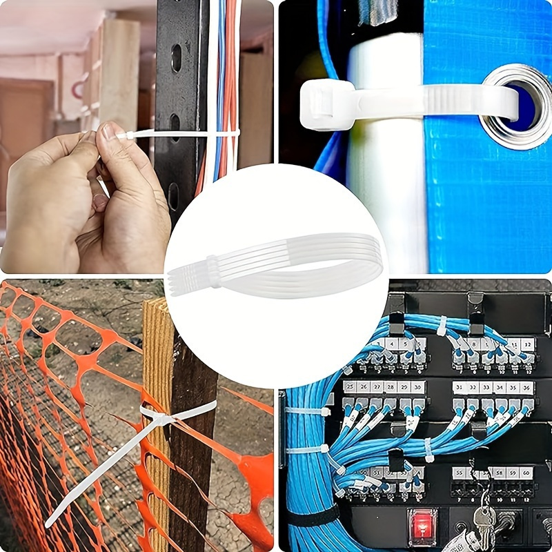 100pcs Black Cable Ties - 4 Sizes (10.16cm, 20.32cm, 30.48cm, 40.64cm) - Durable, UV-Resistant & Self-Locking for Home and Office Cord Organization