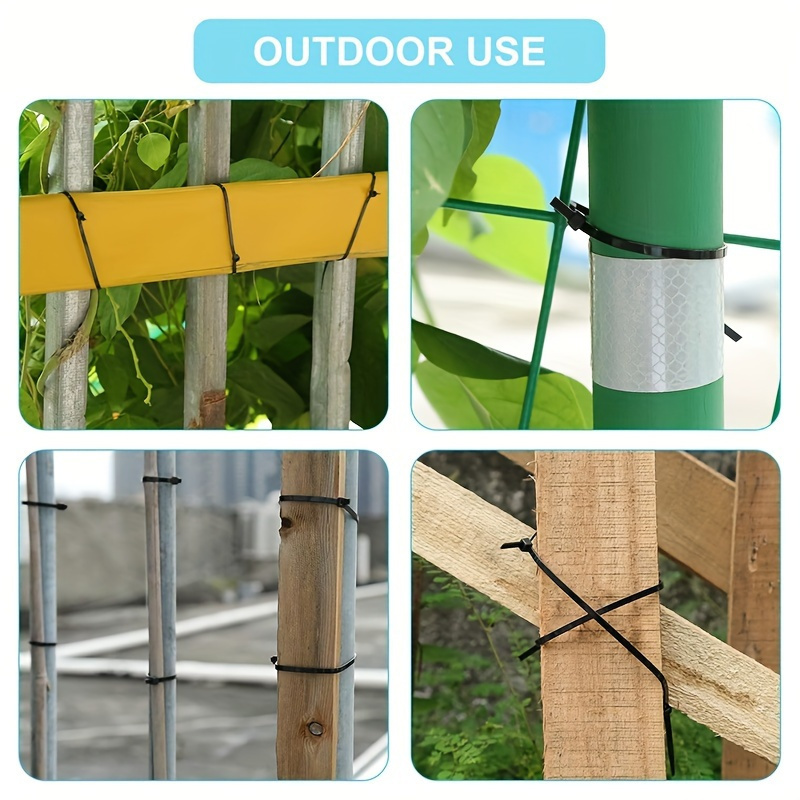 100pcs Black Cable Ties - 4 Sizes (10.16cm, 20.32cm, 30.48cm, 40.64cm) - Durable, UV-Resistant & Self-Locking for Home and Office Cord Organization