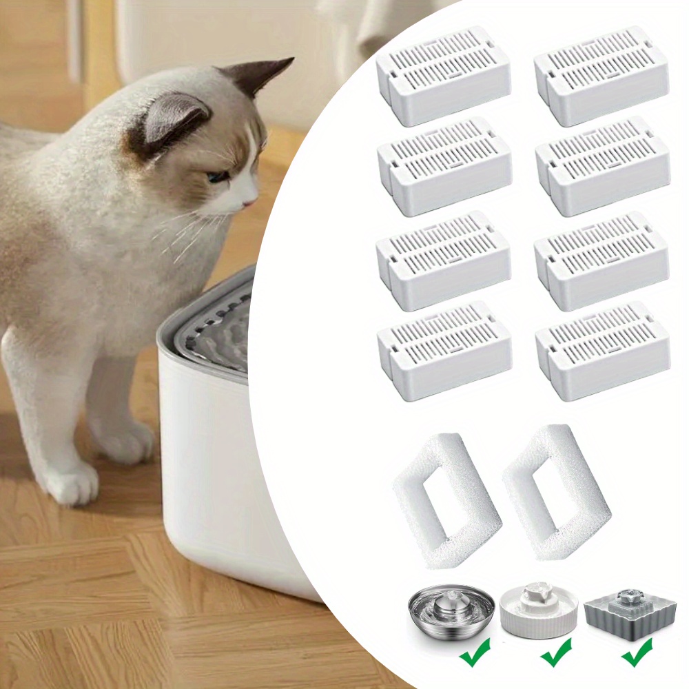 

10 Pcs Pet Fountain Replacement Filters To Remove Odors 8 Pcs Cat Fountain Activated Carbon Filter 2 Pcs Foam Filter For Ceramic Pet And Stainless Steel Pet Fountains