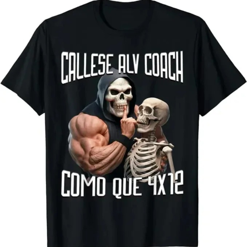 

Culeros Eso Creatina Funny Skeleton Gym T-shirt Humorous Skull Print Graphic Tee Fitness Exercise Costume