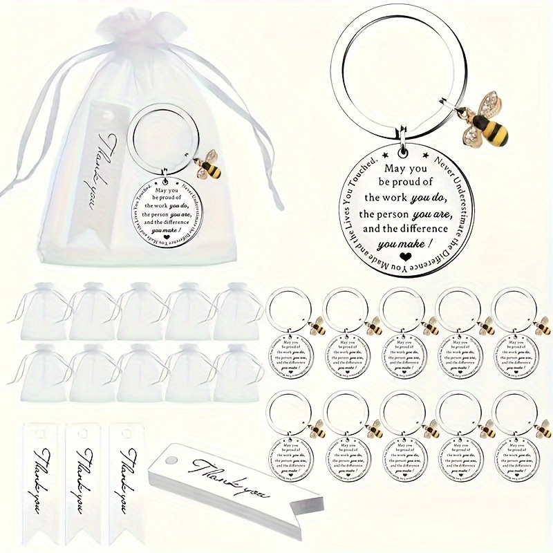 

36-pack Inspirational Bee Keychain Set, Stainless Steel Casual Key Rings For Colleagues, Employees, Teachers, Nurses, Graduation, Anniversary, Farewell, Valentine's, Party Favors