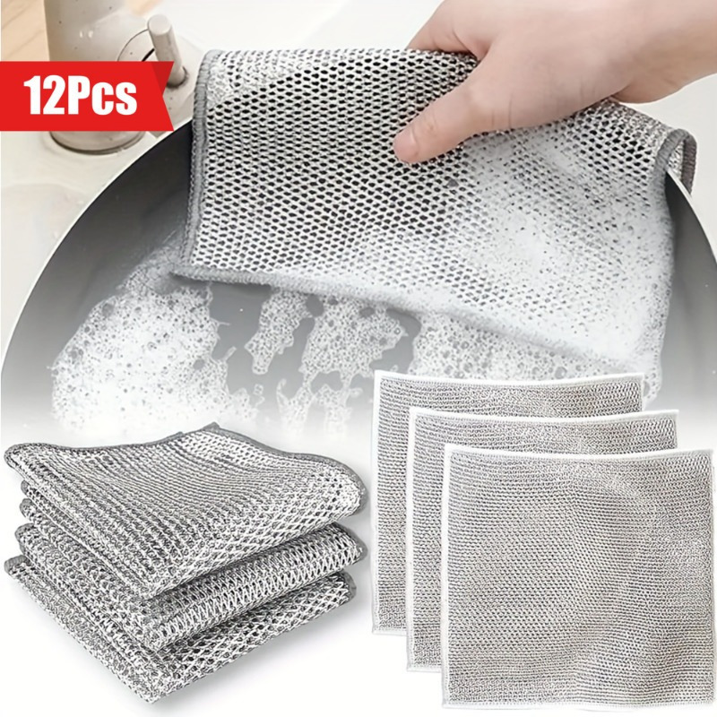 

12 Steel Scrubbing Towels - Dishcloths For Cleaning, Scrubbing For And , Hoods And Grease Removers, Household Cleaning