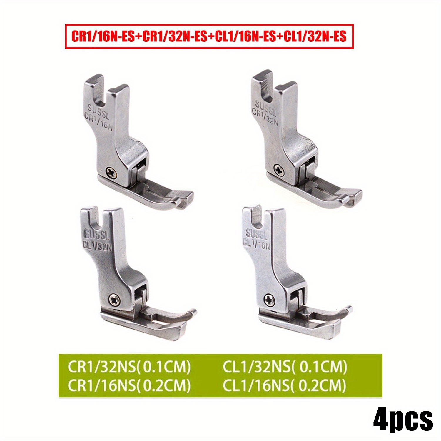 TEMU 4pcs Narrow Presser Foot Set For & Thin Fabrics - Sewing Attachment With , Steel Construction