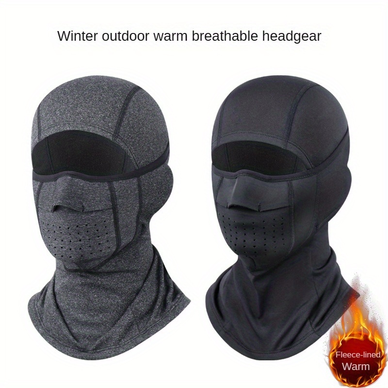 

Adult Winter Warm Fleece-lined Breathable Balaclava - Polyester Woven Ski Face Cover With Gaiter, Headgear For Sports And Snowboarding