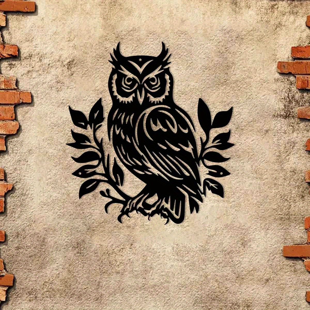 Image of Metal Owl Wall Art - " Iron For Indoor & Outdoor Decor, Garden, Patio, Living Room, And Balcony, Owl Home Decor