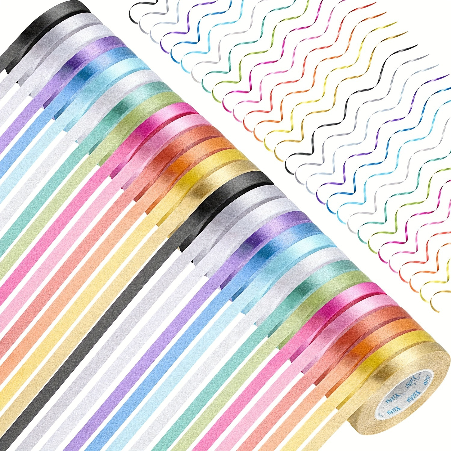 

30 Ribbon Rolls - Versatile Decoration For Weddings, Valentines, And Birthday Parties - Creative Charm To Gift Wrapping, Floristry, And Handicrafts - Plastic Material, Mixed Colors