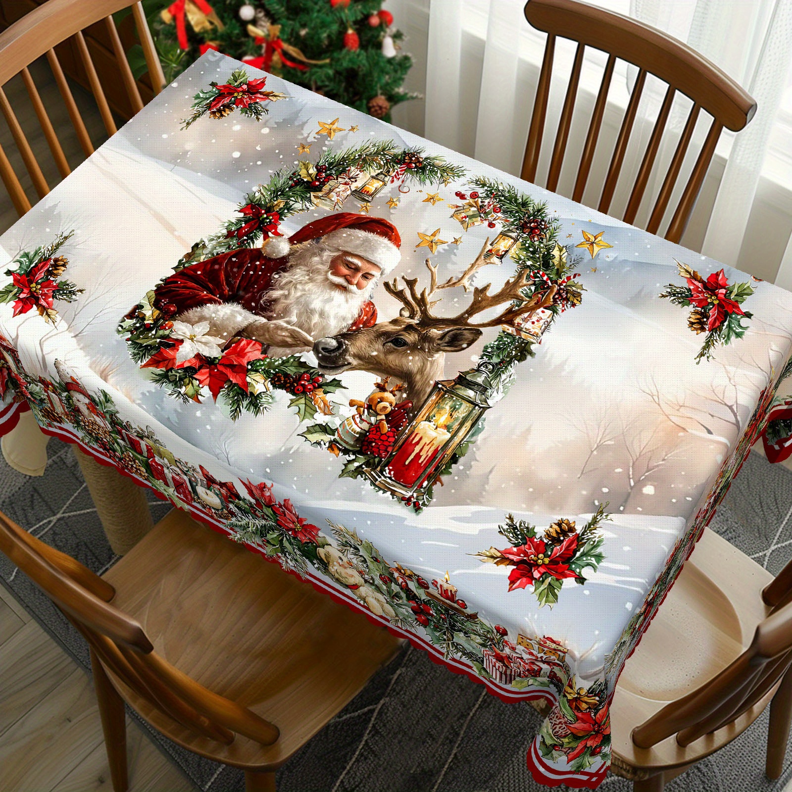 

& Christmas Tablecloth - , -free, - Polyester Snowman For / Parties, , And Seasonal