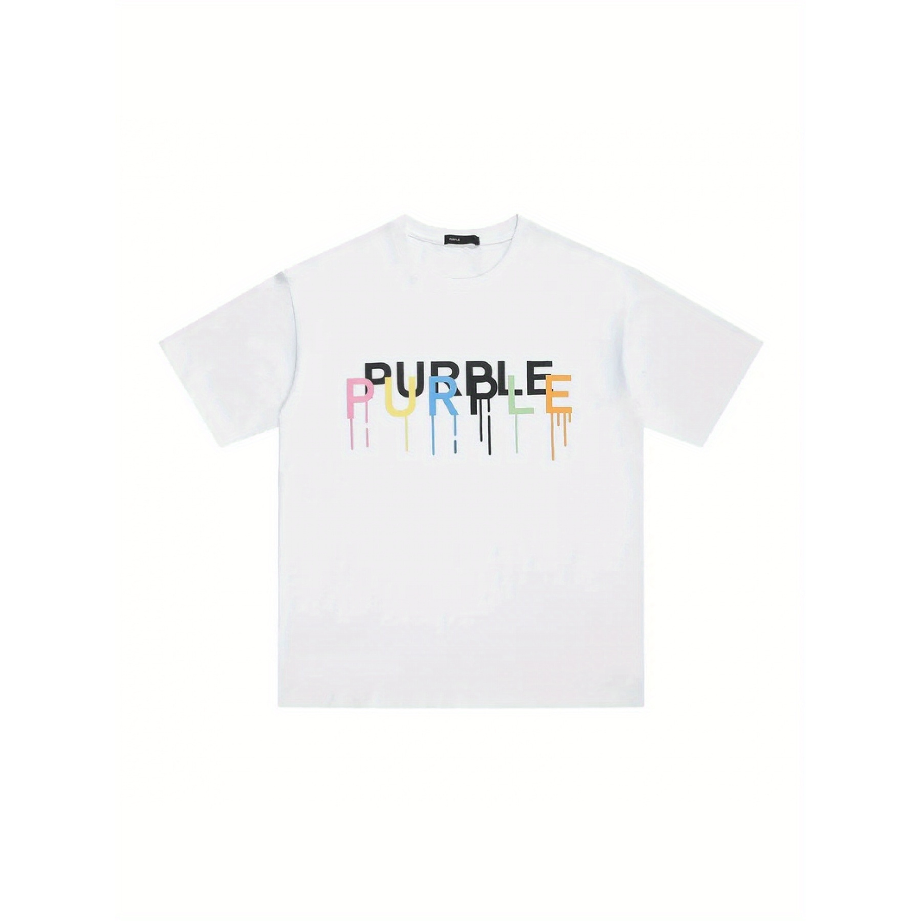 

2024 Spring And Summer Purple Letter Color Basic Large Short Sleeves