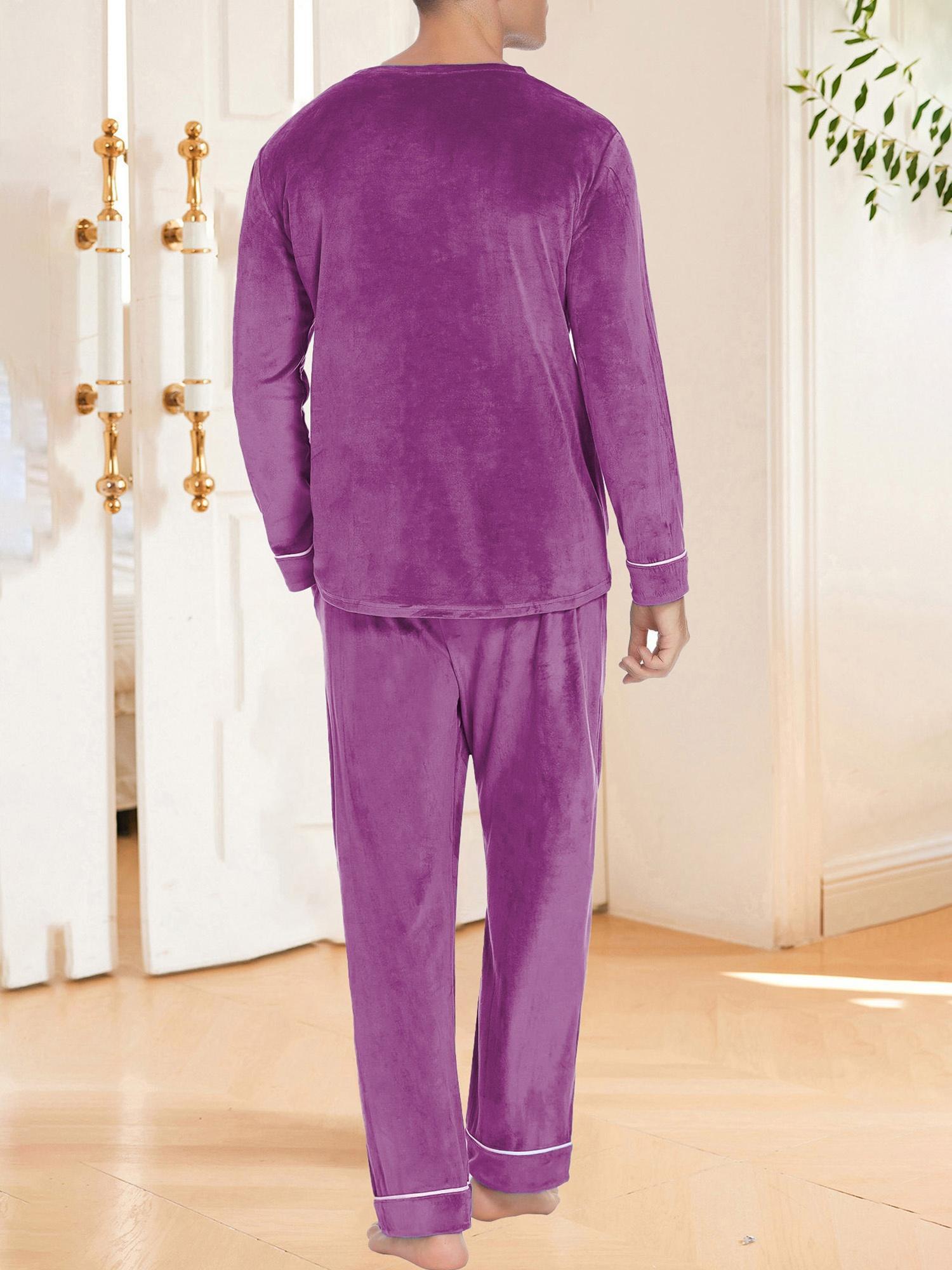 Purple Velvet Loungewear Tracksuit Purple Loungewear Men Clothing