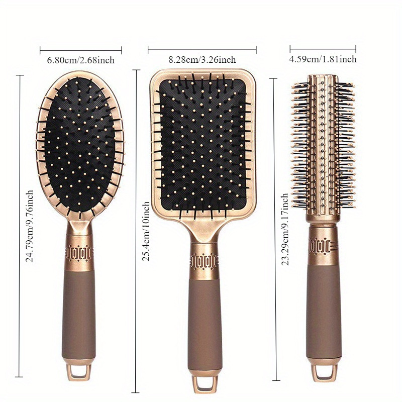 TEMU 3pcs Hair Dryer Brush Massage Paddle Brush Cushion Hair Combs For Thick Curly Thin Long Short Wet Or Dry Hair