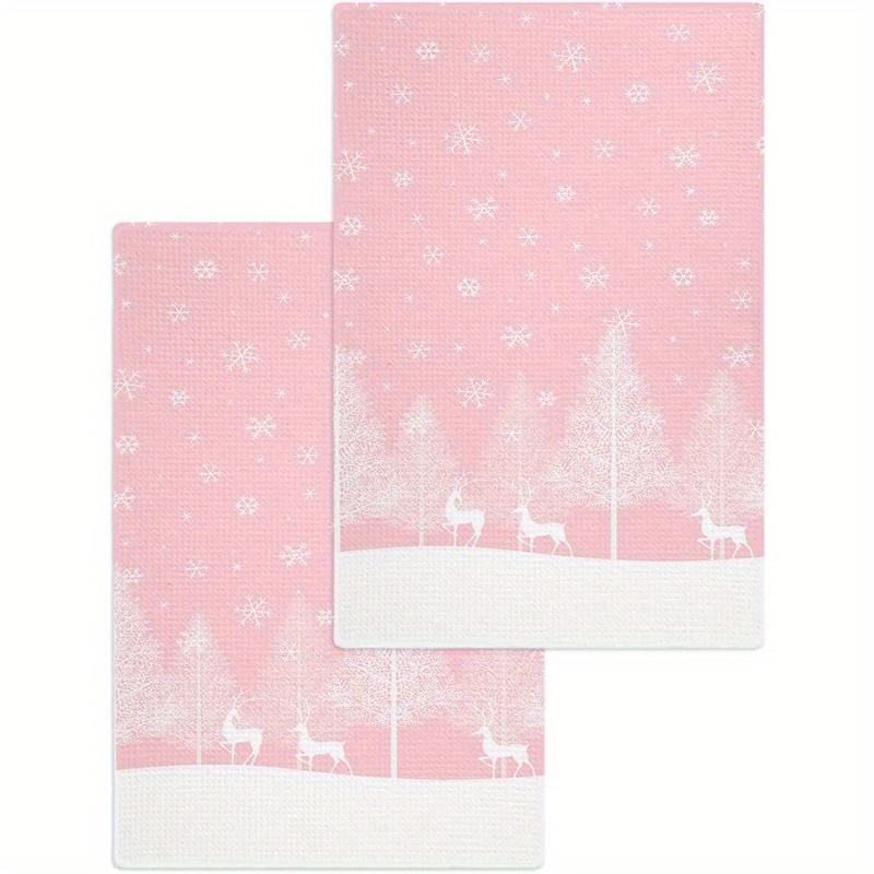 

2pcs Christmas Snowflake Hand Towel Set - Ultra Soft Microfiber, Quick Dry Kitchen & Bathroom Towels With Festive Elk Design, 15.7"x23.6", Machine Washable