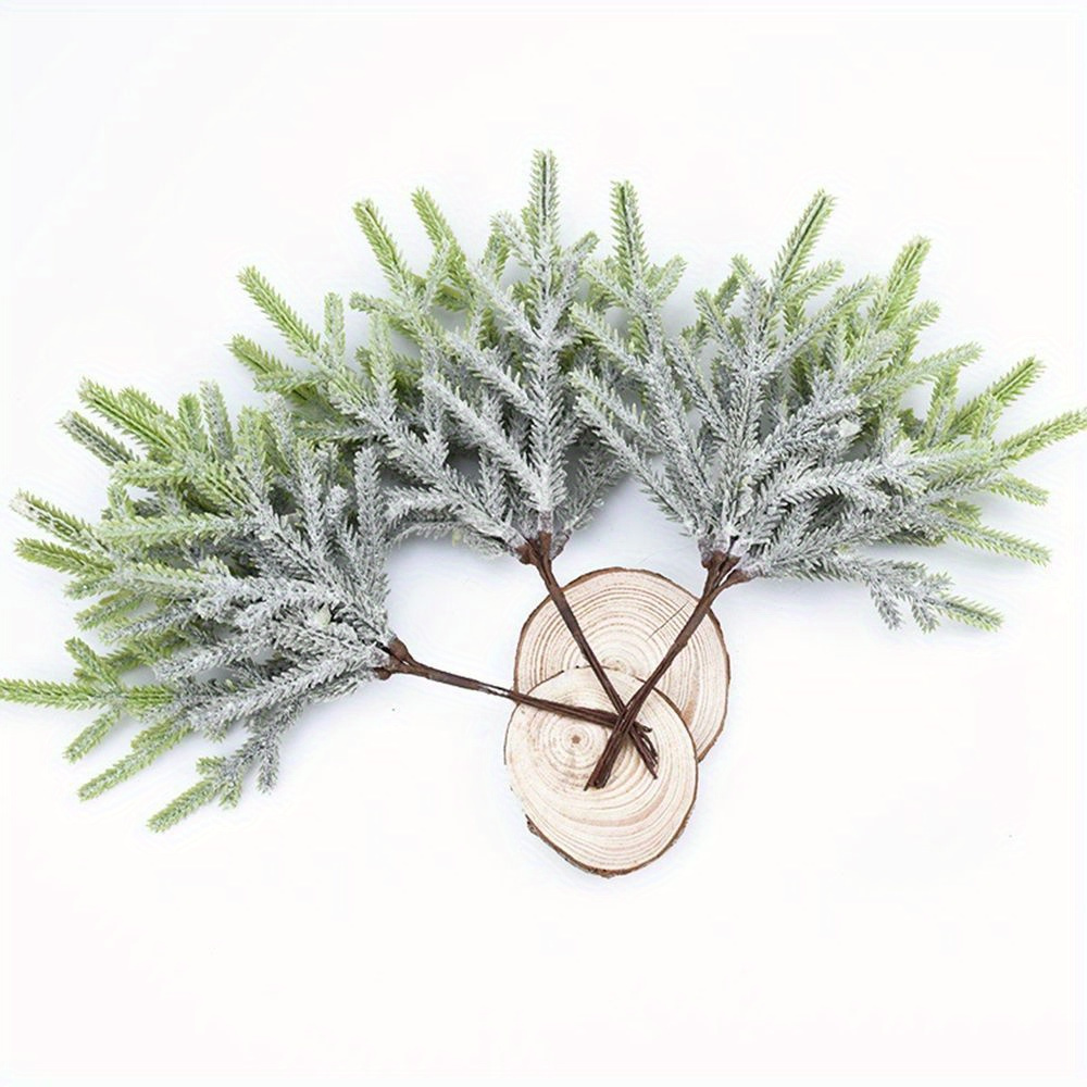 

6pcs Artificial Pine Plants, Christmas Decorations For Home, Wedding, Diy Gifts, Box, Wreath, Scrapbooking, Plastic Flowers