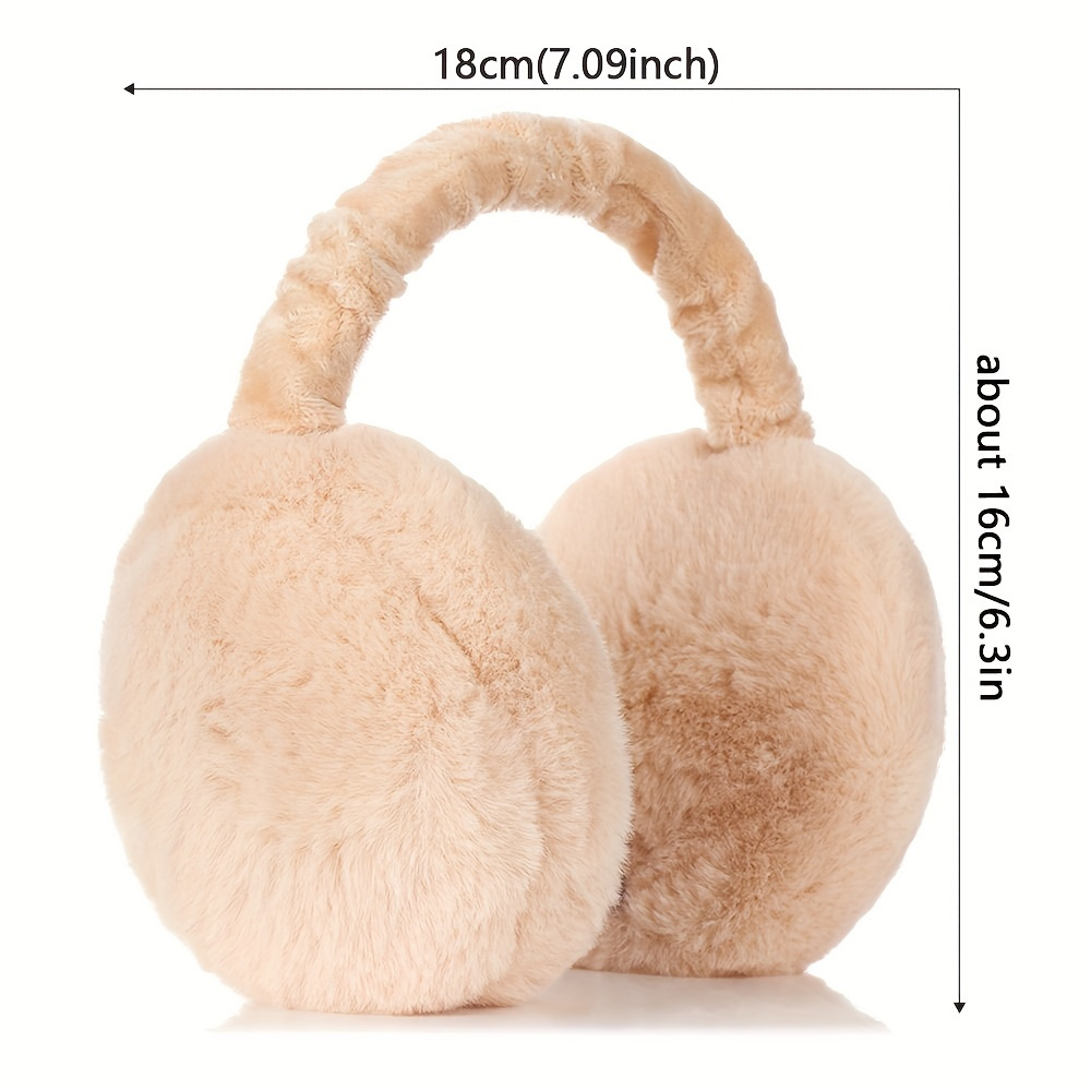 Winter Plush Earmuffs 1-Pack, Polyester Hand Wash Only, Foldable Soft Fuzzy Warm Ear Protection, Comfortable Cold Weather Outdoor Stretchable Ear Covers details 0