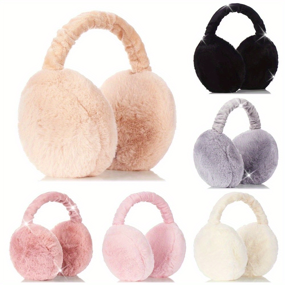 Winter Plush Earmuffs 1-Pack, Polyester Hand Wash Only, Foldable Soft Fuzzy Warm Ear Protection, Comfortable Cold Weather Outdoor Stretchable Ear Covers details 1