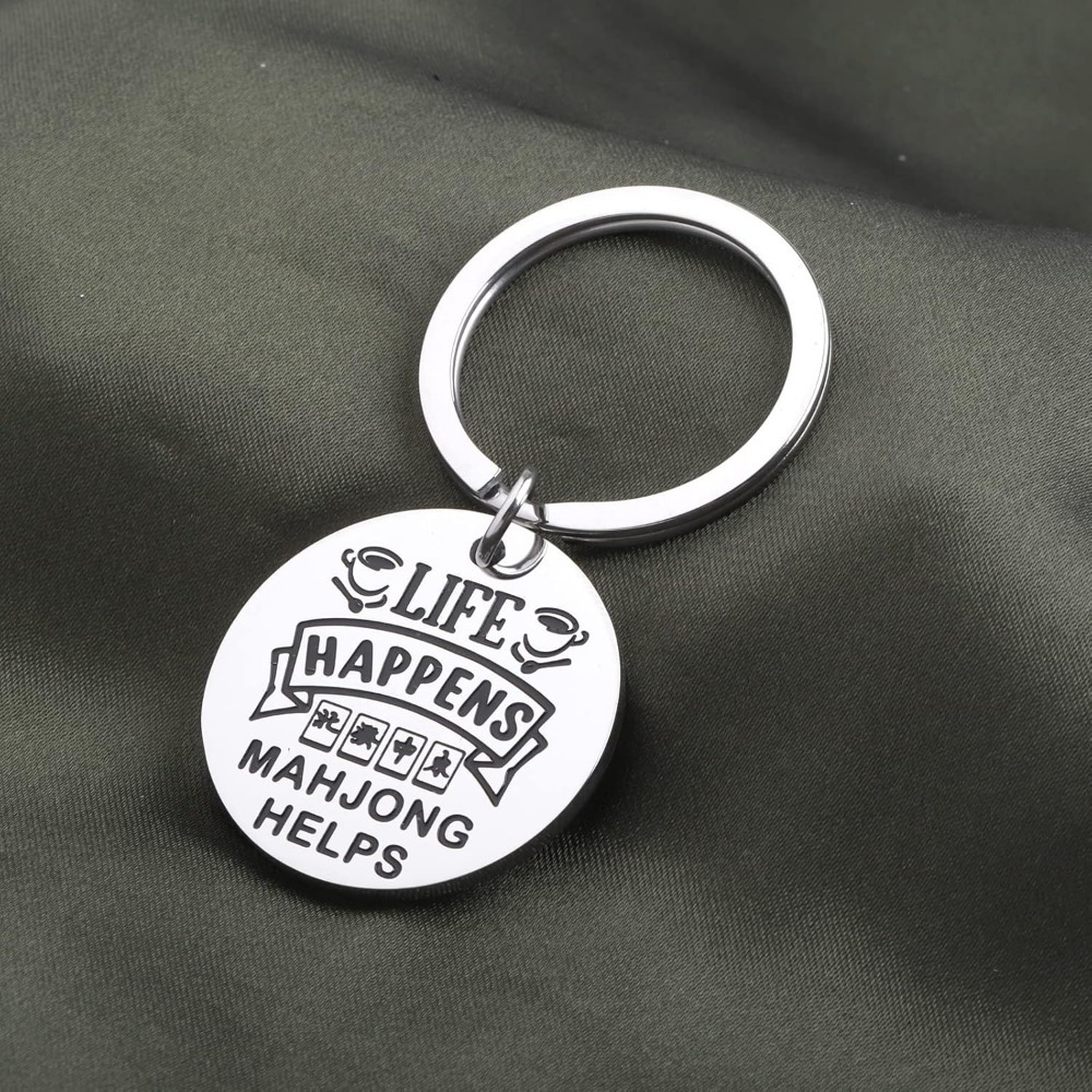 

Stainless Steel Mahjong Keychain - , Fun Keyring For Mahjong Enthusiasts, Ideal Gift For Players