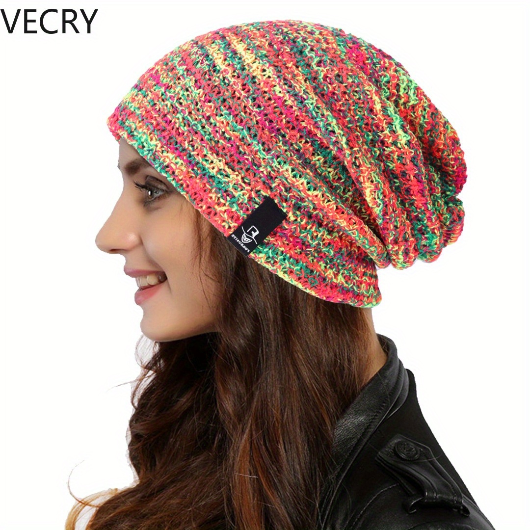 womens knit slouchy beanie ribbed baggy skull cap - Temu