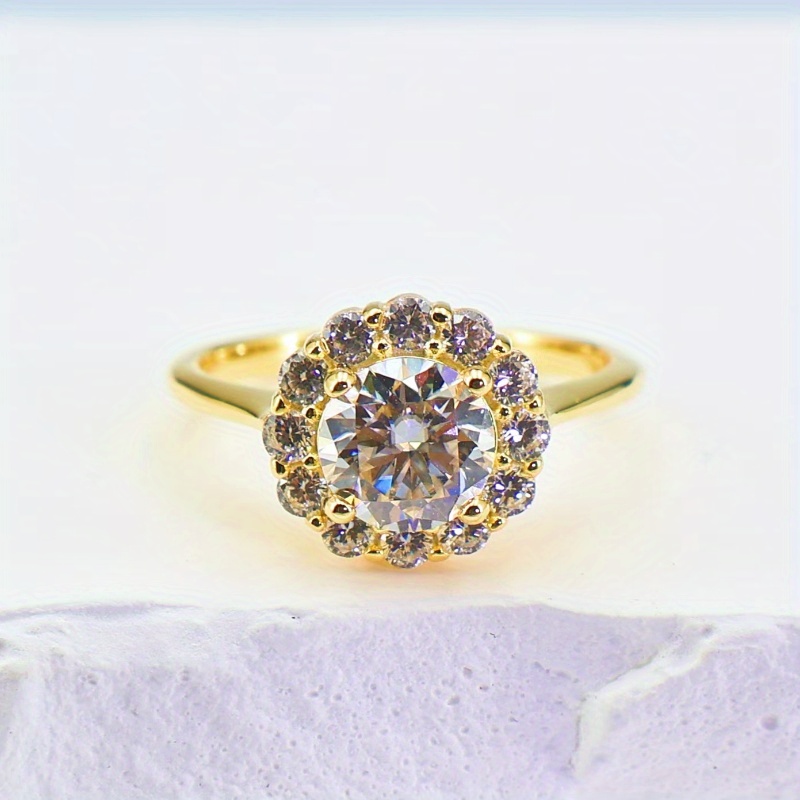 Image of 925 Silver Moissanite 1 Carat Women's Wedding Ring Is Not Easy To Allergic, Simple And Elegant, Suitable For Festivals And Anniversaries To Wear, Gift Box About 2.5g