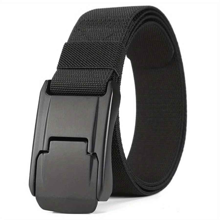 TEMU Nylon Stretch Belt Release Plastic Buckle, Unisex Casual Adjustable Belt For Work And Use - 1pc