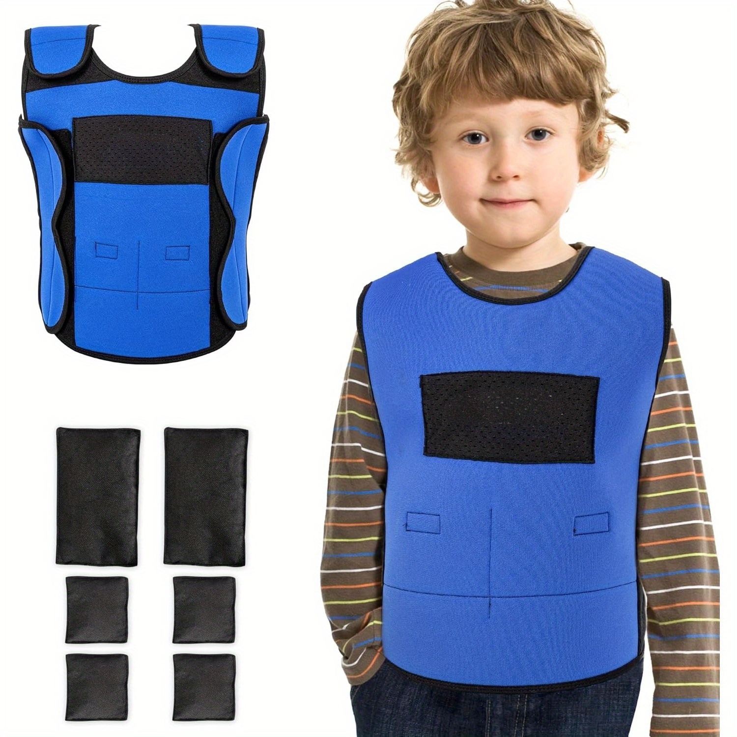 

Weighted Vest For Kids With Sensory Needs, Vest For Kids With Adhd And Autism, Kids Weighted Vest With Adjustable Weights (small Blue)