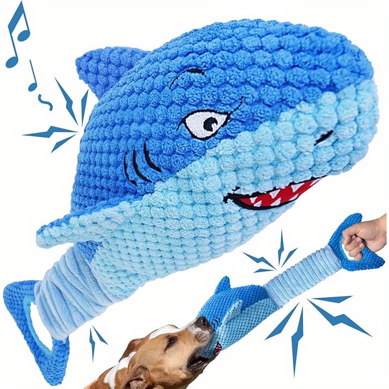 TEMU Stuffed Shark Tough Plush Dog Toy, Interactive Dog Chew Toy Puppy Chew Toys Pet Toys For Small Dogs, Squeaky Dog Toys For Aggressive Chewers