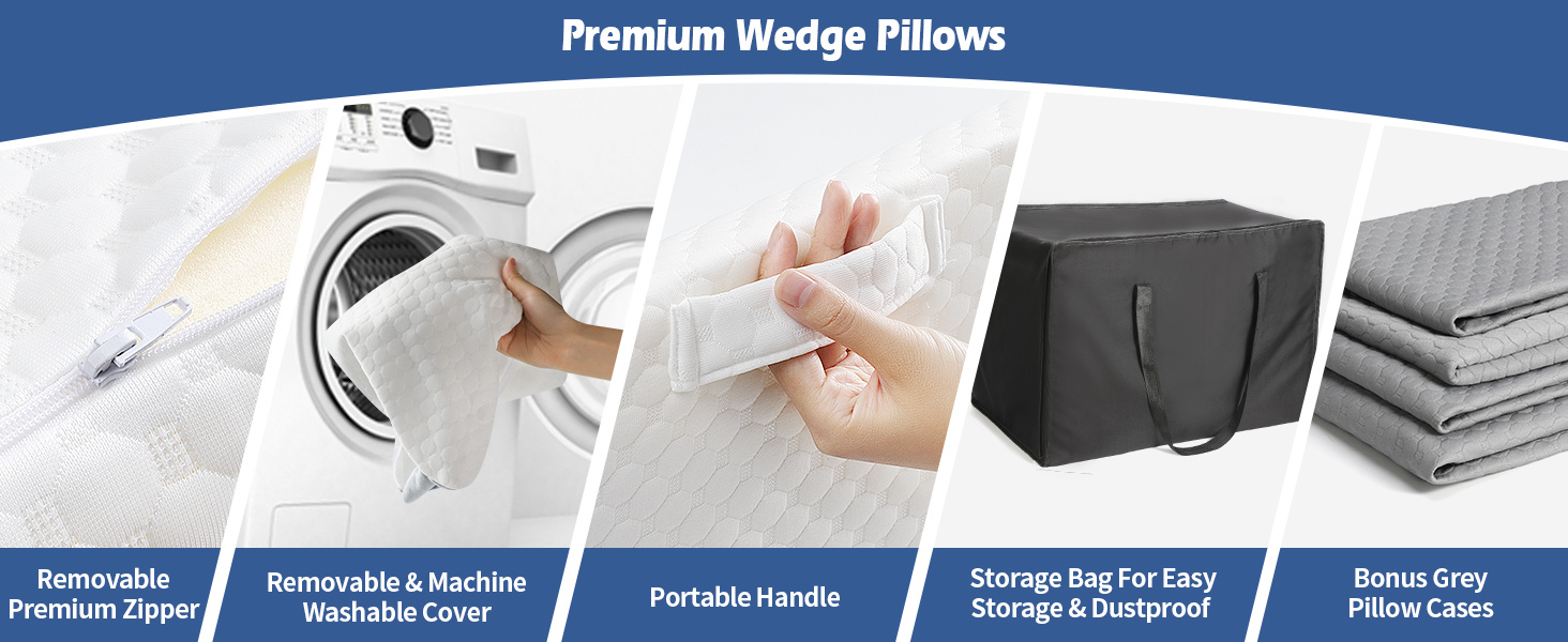 3-in-1 Incline Pillows Wedges For Back, Pillow For Sleeping, 15-in-1 Adjustable Memory Foam Wedge Pillow, Orthopedic Bed Wedge Pillow Set