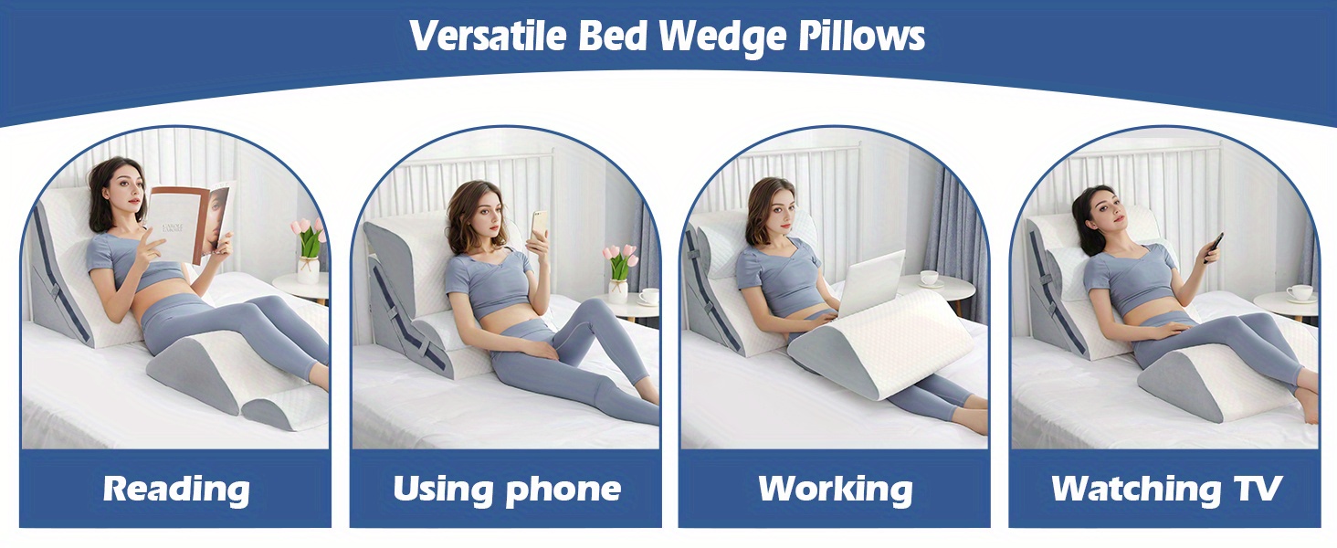 3-in-1 Incline Pillows Wedges For Back, Pillow For Sleeping, 15-in-1 Adjustable Memory Foam Wedge Pillow, Orthopedic Bed Wedge Pillow Set