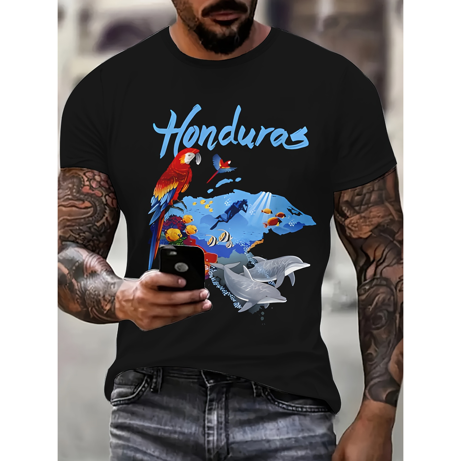 

Honduras Printed Men's Casual T-shirt, Soft, Breathable And Comfortable