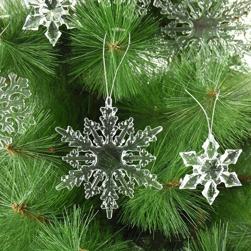 10pcs acrylic snowflake pendants transparent crystal ornaments for christmas wedding decorations elegant hanging accents with   design festive tree ornaments   crystal ornaments reflective ornaments holiday decorations Product details 5