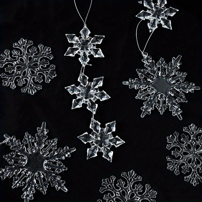 10pcs acrylic snowflake pendants transparent crystal ornaments for christmas wedding decorations elegant hanging accents with   design festive tree ornaments   crystal ornaments reflective ornaments holiday decorations Product details 3