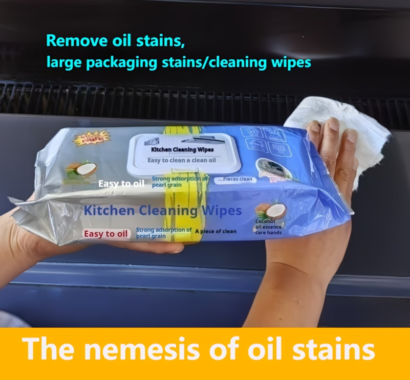   kitchen cleaning wipes 80pcs oil stain remover non toxic thickened for heavy duty grease and   removal multi surface household cleaning pads details 0