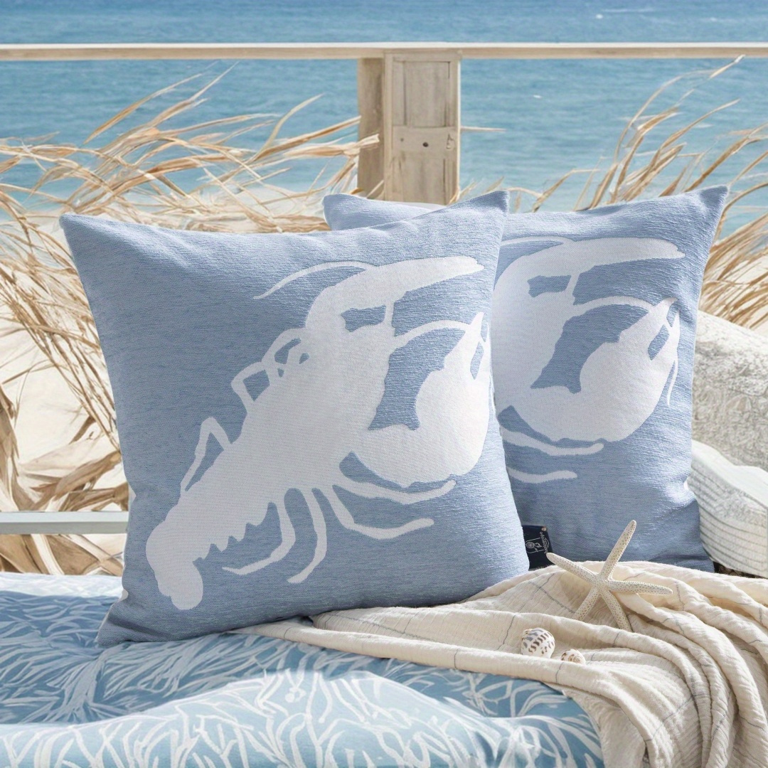 

Phantoscope Summer Series Lobster Decorative Throw Pillow Covers For Garden Decoration, Light Blue, 18x18 Inch