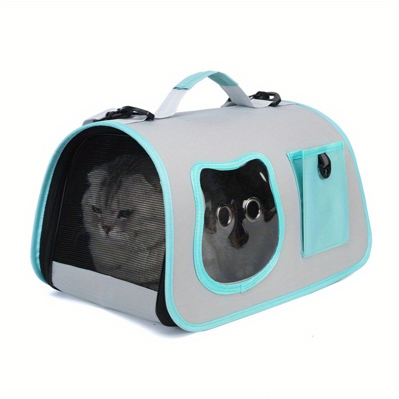 

1pc Whiskerwonders Portable Cat Carrier Bag, Polyester Soft-sided Pet Travel Tote With Zipper Closure, Pet Backpack For Cats And Small Dogs