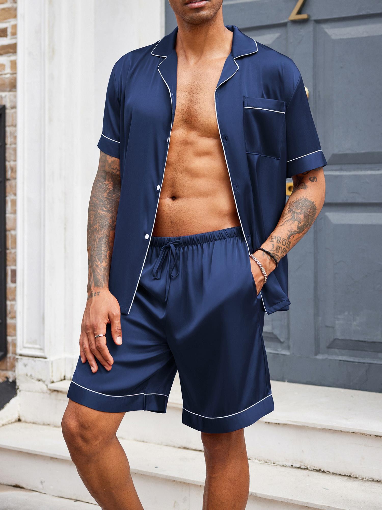 Conjunto Pijama Pantalones De Pijama Cortos Hombre Conjunto Pijama