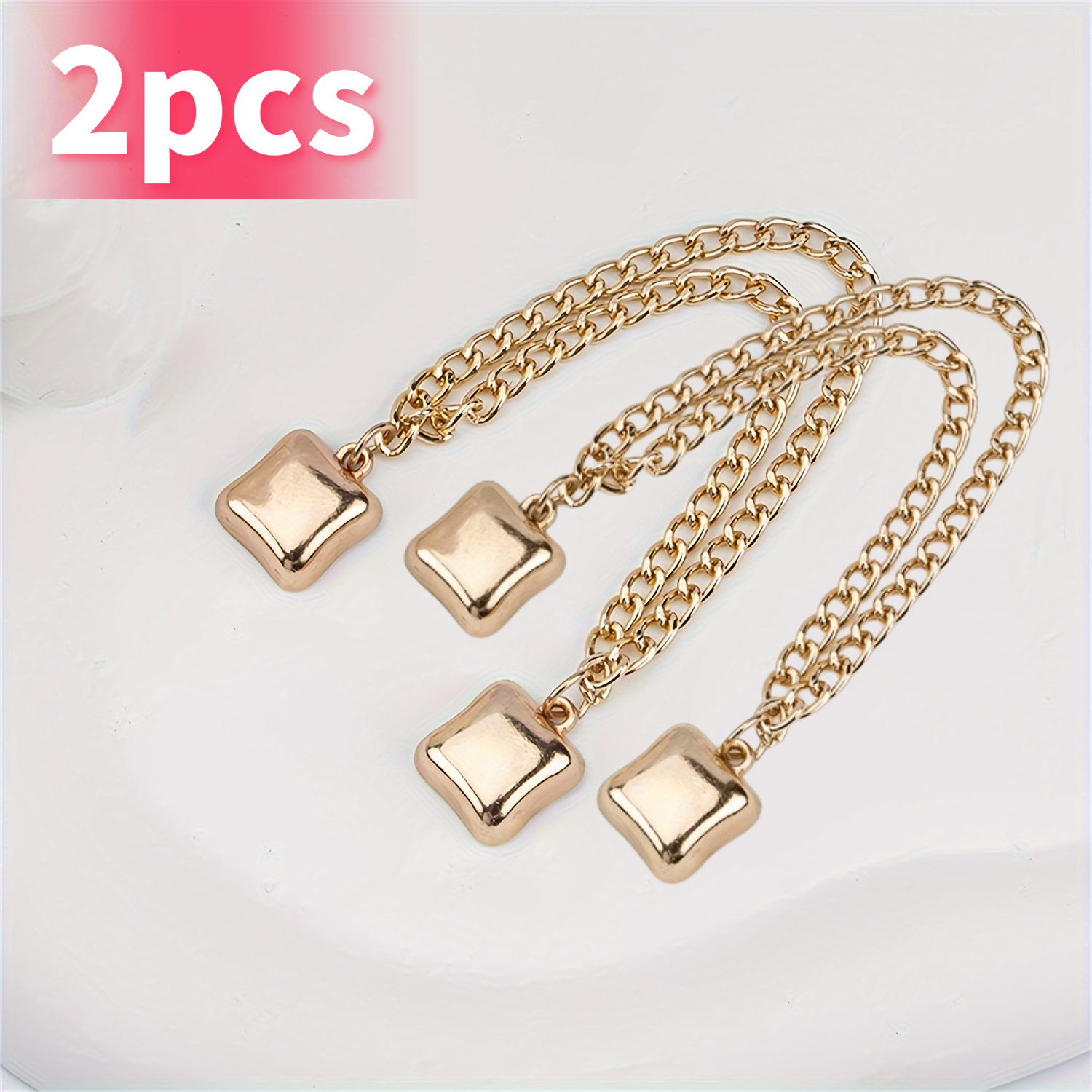 Image of 2pcs Magnetic Belt Tightener - Adjustable Shirt And Pants Cuff Clip, Women's Alloy Fashion Accessory