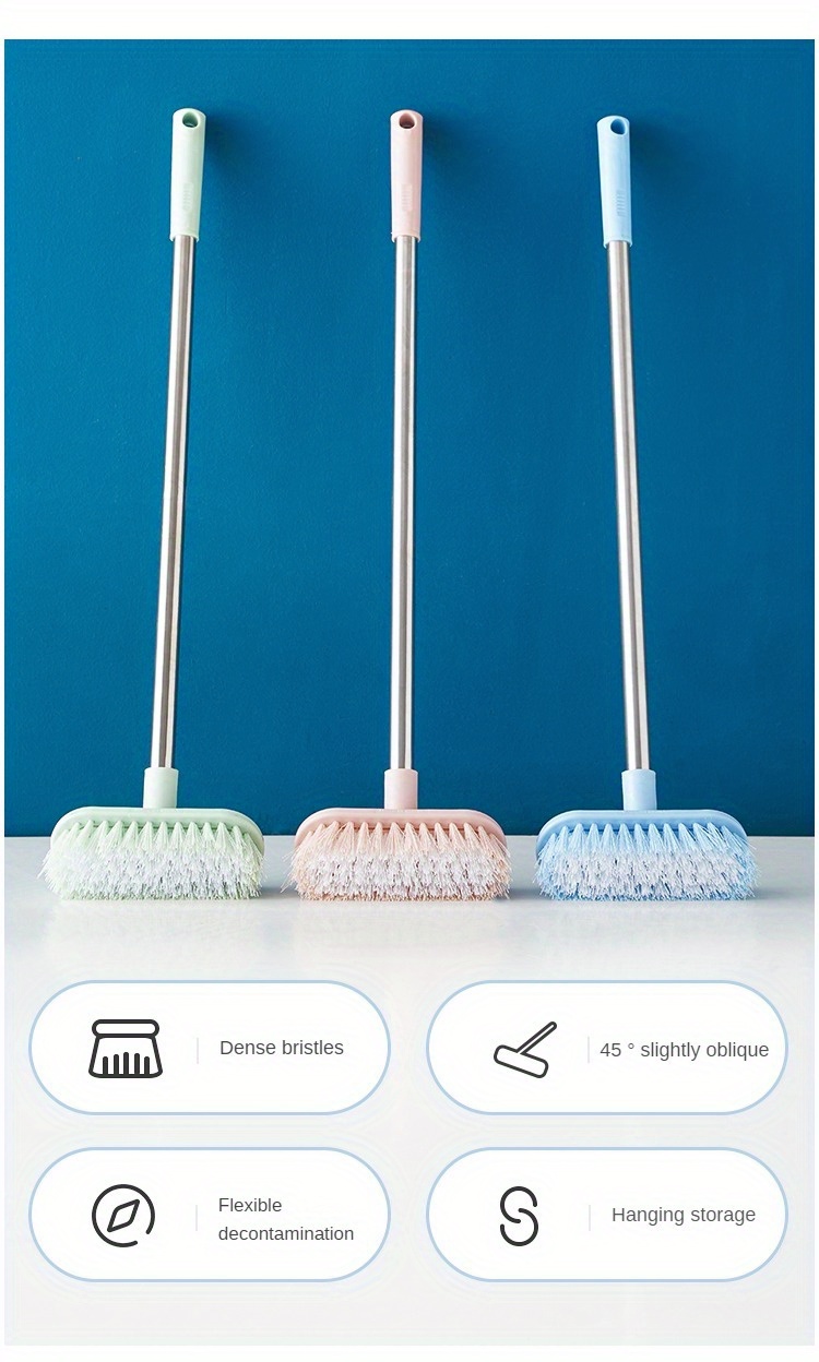 1pc thick bristle floor brush with tail hanging hole 45   for   and drainage ideal for household cleaning of countertops glass floors stain removal dead corners flexible details 2