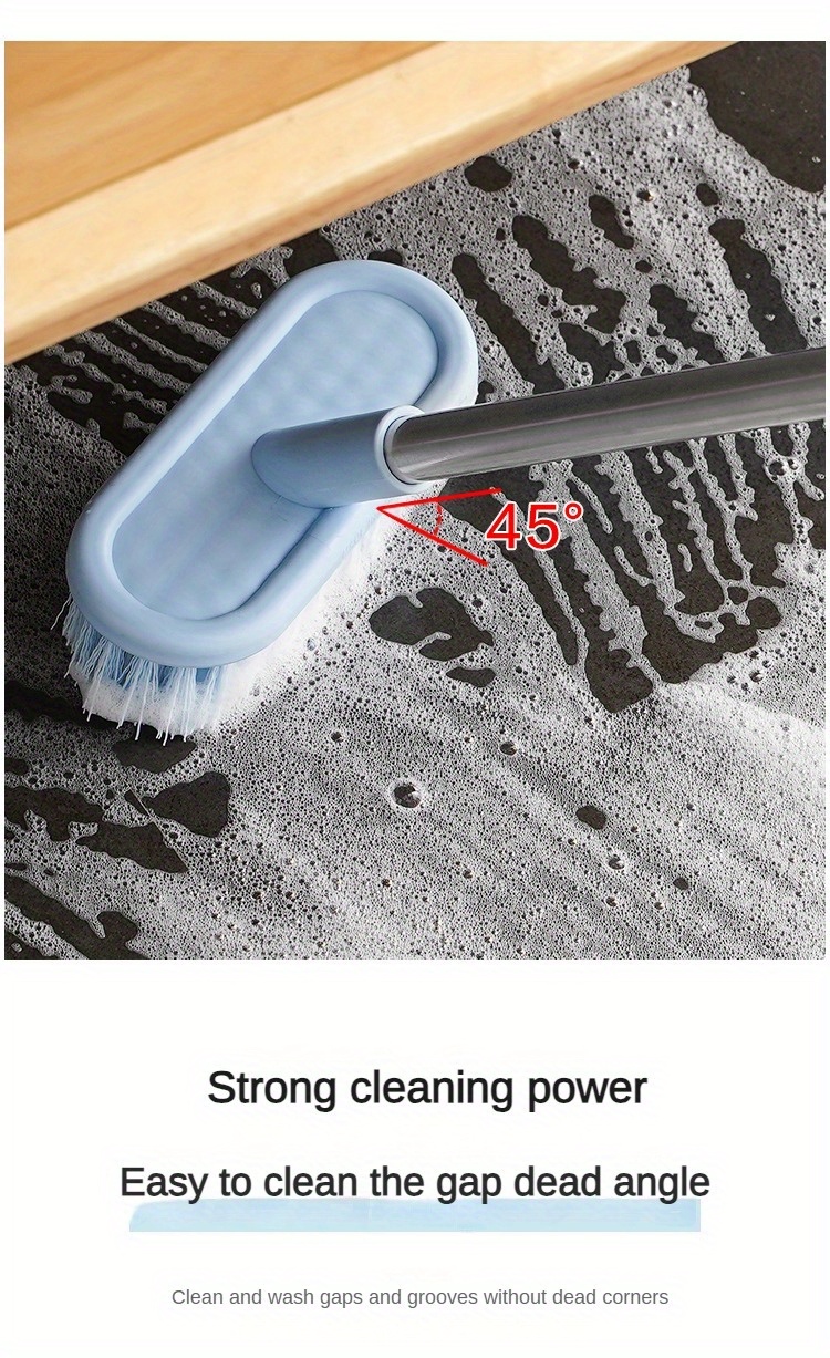 1pc thick bristle floor brush with tail hanging hole 45   for   and drainage ideal for household cleaning of countertops glass floors stain removal dead corners flexible details 5