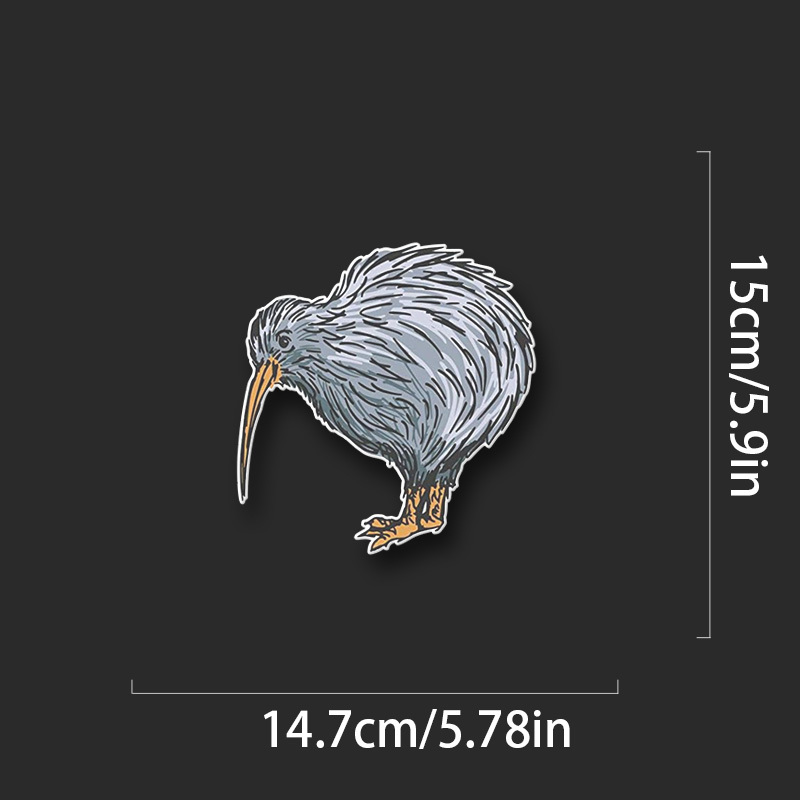 TEMU Vinyl Kiwi Bird Decal - Irregular Shape Self-adhesive Wall Decor For Any , Cute Kiwi With Orange Beak And Feet, Home Or Office Decoration, Kiwi