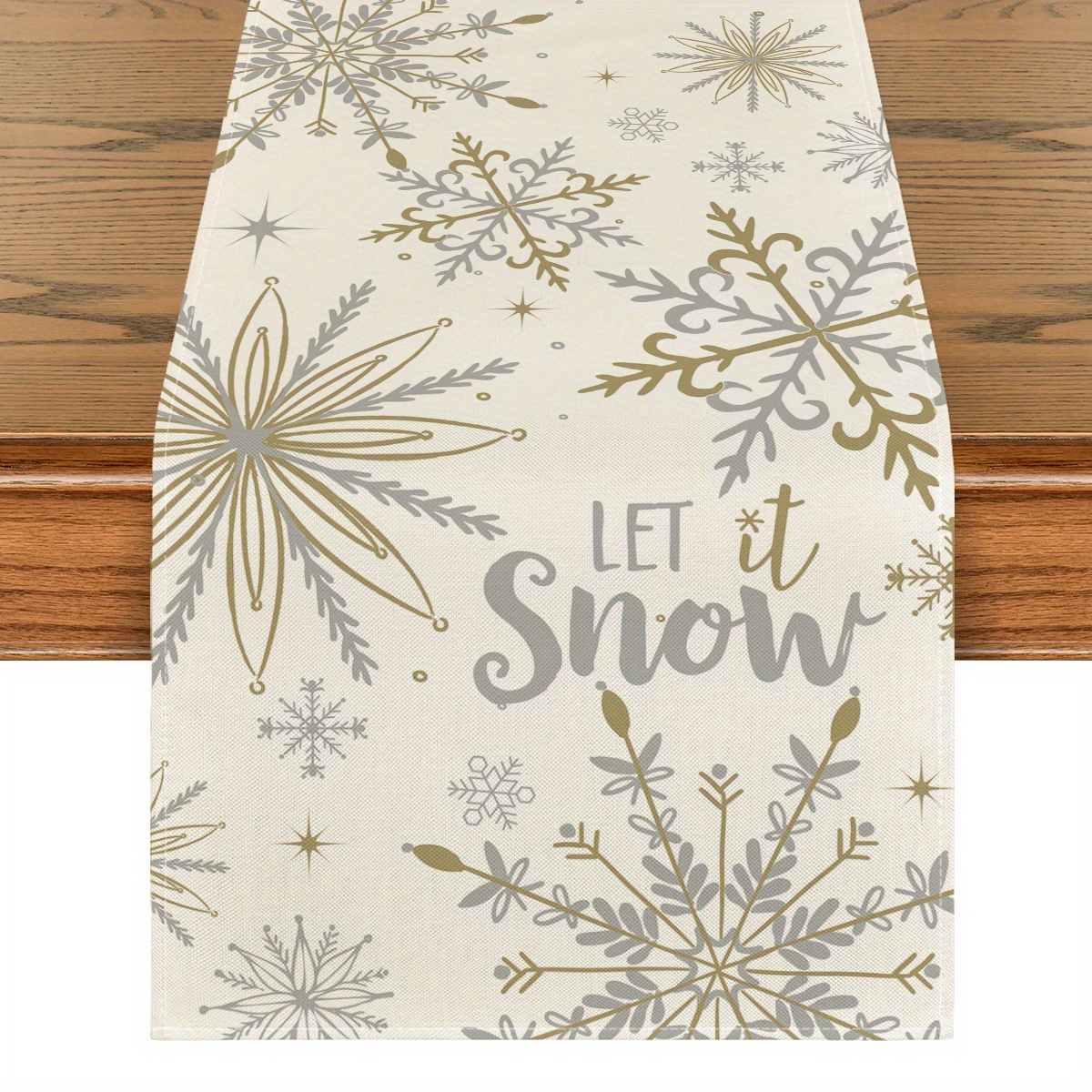 

Sm:)e Beige Snowflake Winter Table Runner 13 X 72 Inch And Placemat 12 X 18 Inch Set Of 4, Seasonal Christmas Kitchen Dining Table Room Funky Home Decoration For Home Funky Home Decor 13x72 Inch