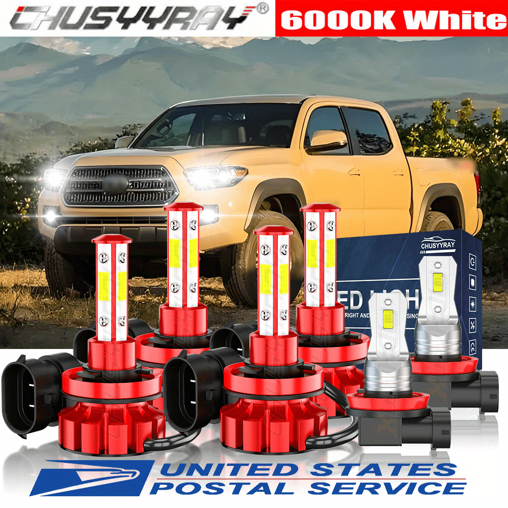 

Led Headlight+fog Light Bulbs Combo H11+h11+h11 Fit For Toyota Tacoma 2016-2021 100w 30000lm 6000k Cold White , Pack Of 6