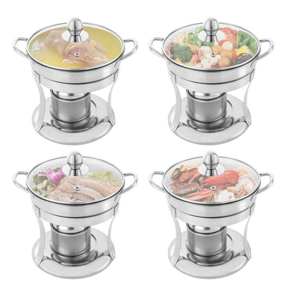 

4x Chafing Dish Buffet Set Stainless Steel Food Warmer Chafer Complete Set Round