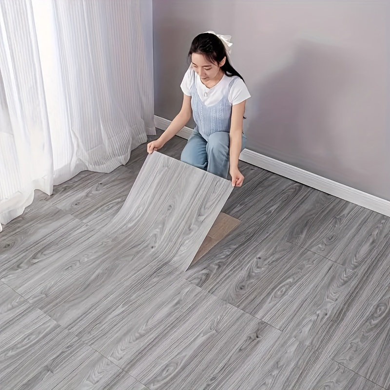 

Pvc Vinyl Floor Tiles, 24 Pack, 11.8x11.8 Inches, Wood Grain Design, Self-adhesive, Wear-resistant For Easy Diy Installation, Ideal For Bedroom, Living Room Decor, Plates