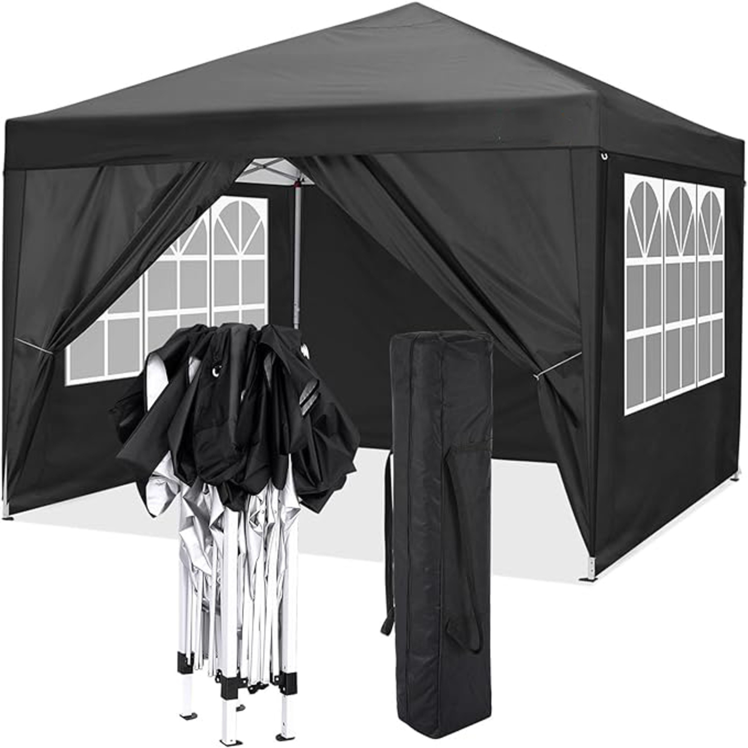 10×10ft  -up zelt, faltbarer baldachin, tragbarer pavillon, regenschutz, uv-beständig, mit 4 abnehmbaren seitenteilen, inklusive tragetasche, leicht zu tragen, einfach aufzubauen, verbessertes material,   für camping, partys, grillabende, zusammenkünfte