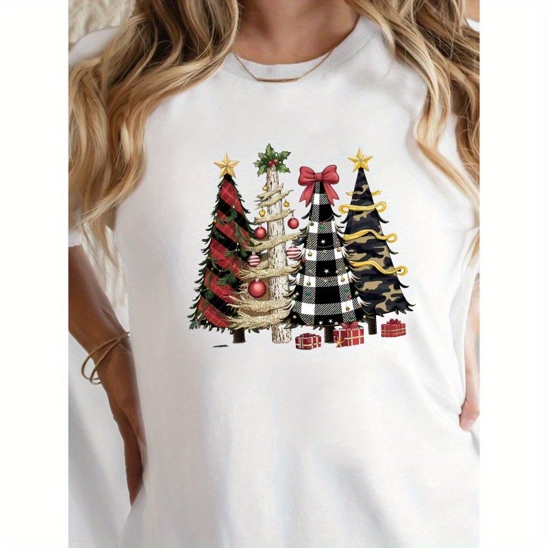 

Decorated Christmas Trees Cotton Women's T-shirt With