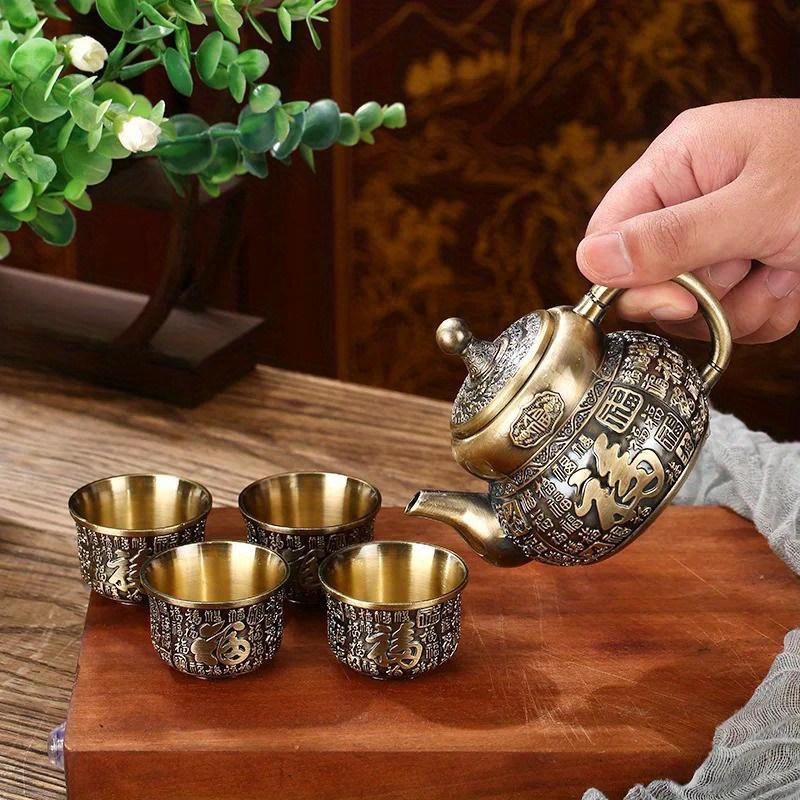 6     metal   alloy tea   pot       bronze tea utensils               box for   0