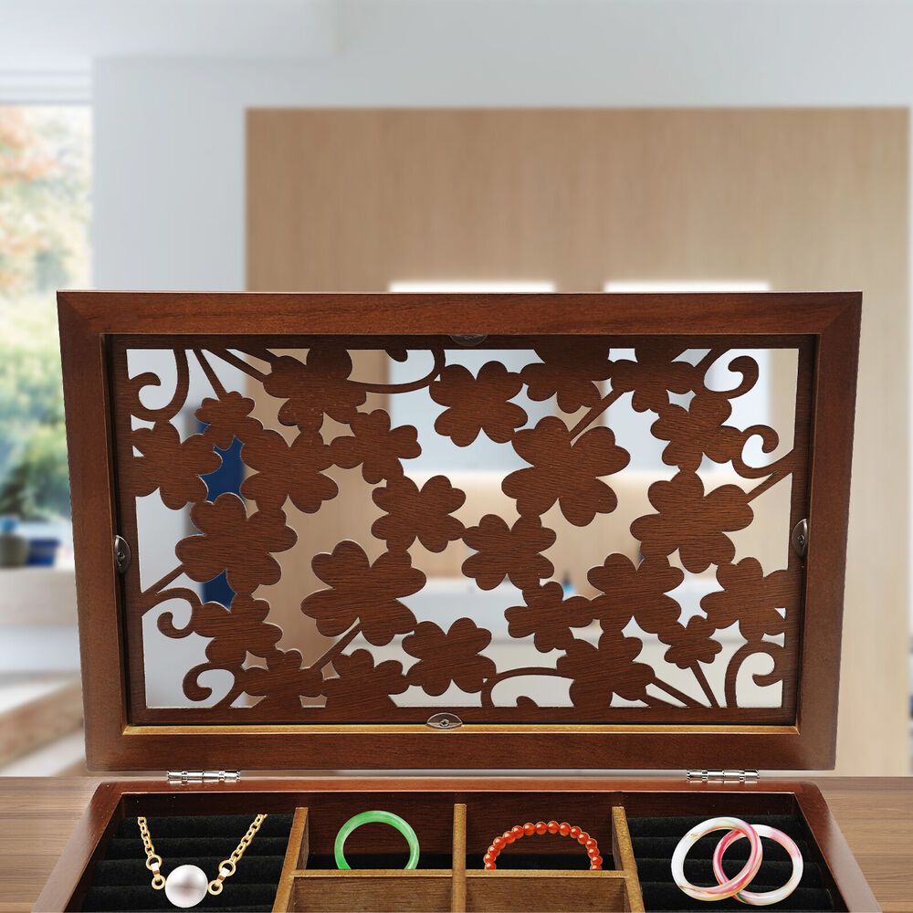 Wooden Jewelry Organizer Case With 6 Layers For Storage And Collection