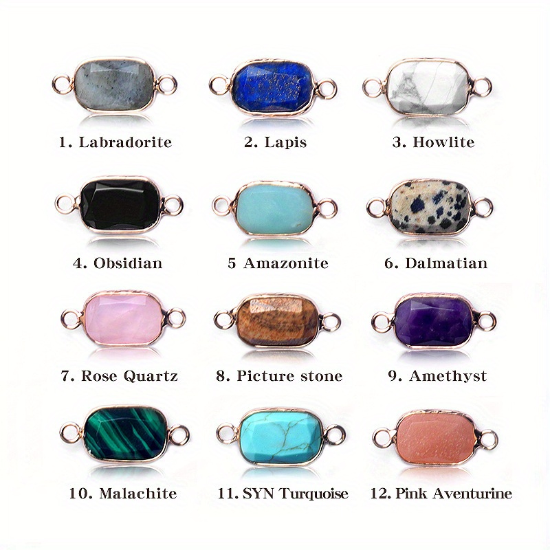 

Quartz Amethyst Tiger Double Hole Rectangular Pendant Accessories Necklace Bracelet Accessories Connector