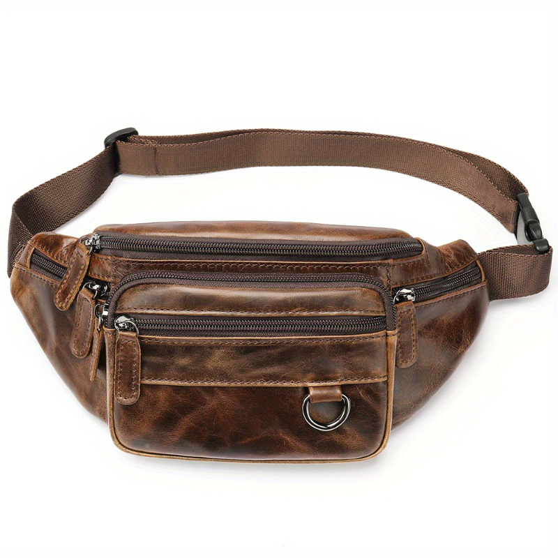 

Genuine Leather Men's Waist Bag Mobile Phone Bag High-grade Cowhide Chest Bag Multi-functional Sports Shoulder Crossbody Small Bag