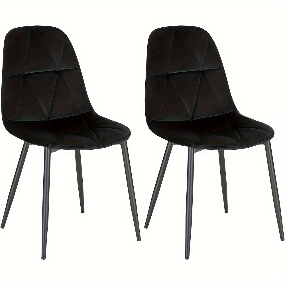 Image of 2pcs Dining Chair With Backrest Kitchen Chair With Velvet Cover Upholstered Metal Chair Dining Chair