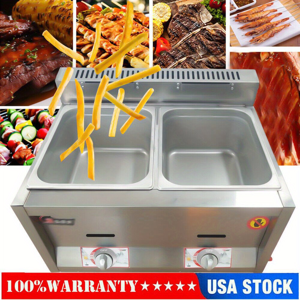 

Gdrasuya10 Commercial Propane Deep Fryer Countertop 12l 2 Stainless Steel